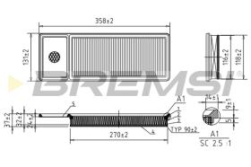 BREMS FA0633 - AIR FILTER FIAT, FORD, OPEL, PEUGEOT